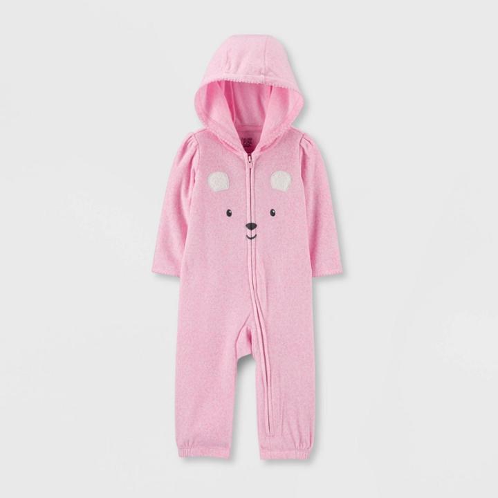 Baby Girls' Bear Fleece Hooded Romper - Just One You Made By Carter's Pink Newborn, Girl's