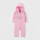 Baby Girls' Bear Fleece Hooded Romper - Just One You Made By Carter's Pink Newborn, Girl's