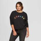 Women's Plus Size Coffee Rainbow Graphic Sweatshirt - Fifth Sun (juniors') Black