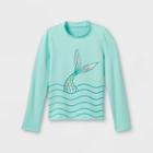 Girls' Mermaid Long Sleeve Rash Guard Swim Shirt - Cat & Jack Green