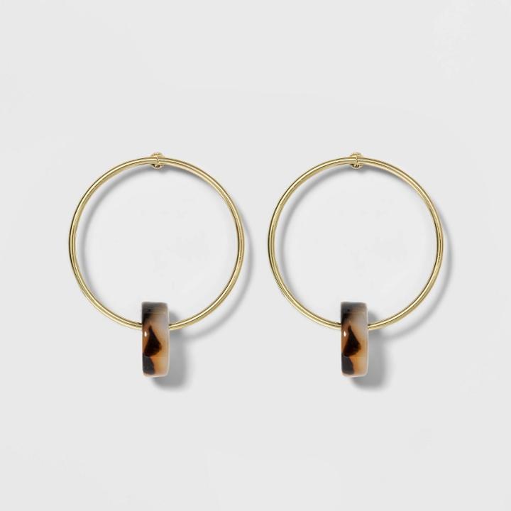Women's Bead Hoop Earrings - A New Day Tortoise