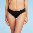 Women's Ruffle Cheeky Bikini Bottom - Shade & Shore Black M, Women's,