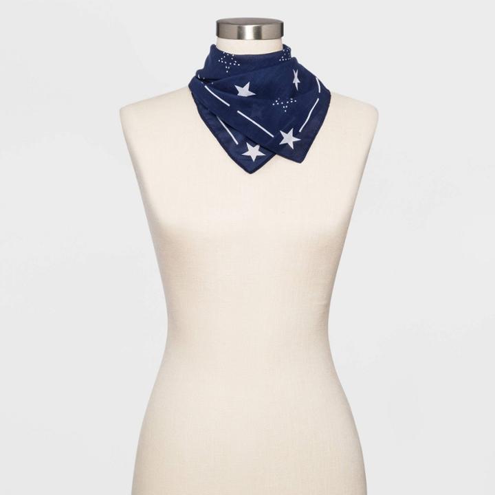 Mighty Fine Adult Star Print Americana Bandana - Blue