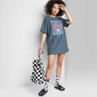 Women's Ascot + Hart Malibu Surf Short Sleeve Graphic Boyfriend T-shirt Dress - Gray