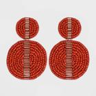 Seedbead Circle Statement Earrings - A New Day Coral Red, Women's, Pink Red