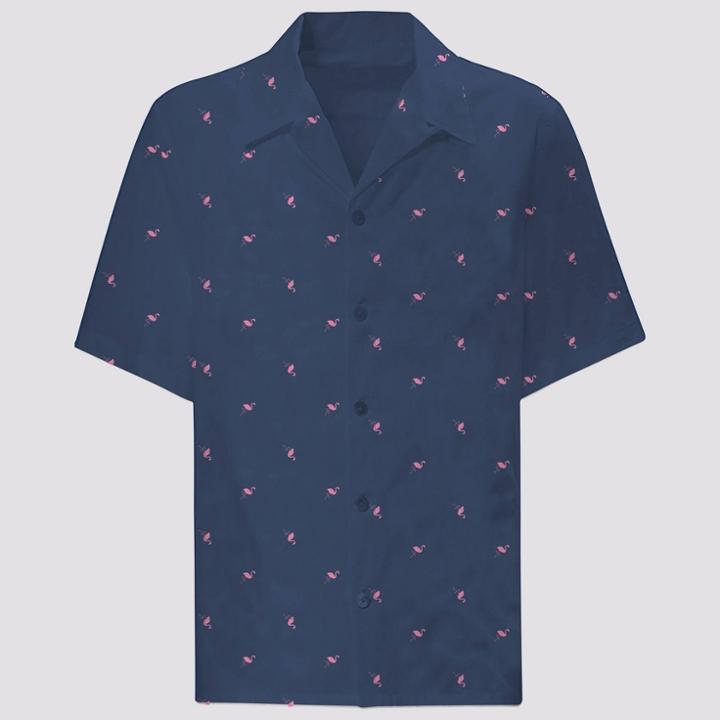 Men's 33 Revolutions Animal Print Woven Short Sleeve Button-down Shirt - Navy