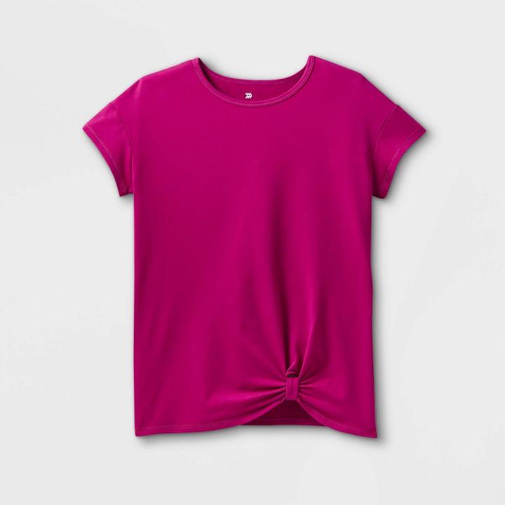Girls' Short Sleeve Twist-front Gym T-shirt - All In Motion Purple