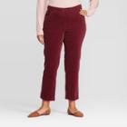Women's Plus Size Skinny Straight Fit Corduroy Pants - Ava & Viv Dark Burgundy 18w, Women's, Dark Red