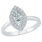 Target Marquise-shaped Created White Sapphire & Composite Frame Of Created White Sapphire Ring In Sterling Silver