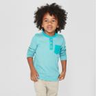 Toddler Boys' Long Sleeve Henley With Pocket - Cat & Jack Turquoise