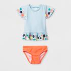 Petitebaby Girls' 2pc Short Sleeve Rash Guard Set - Cat & Jack Blue