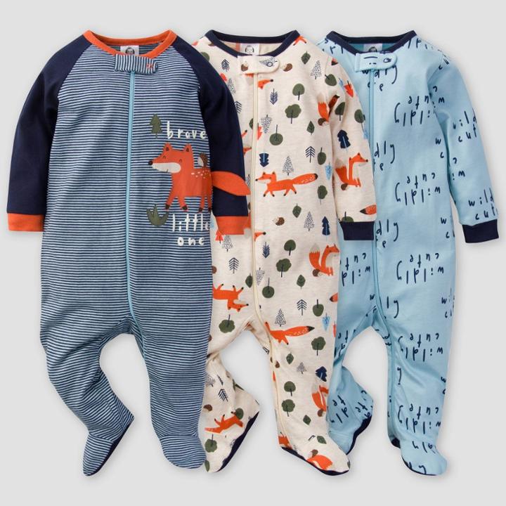 Gerber Baby Boys' 3pk Fox Sleep N' Play - Off-white/blue