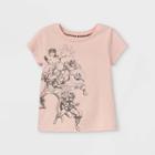 Toddler Girls' Marvel Team Cap Sleeve Graphic T-shirt - Peach Orange 2t - Disney