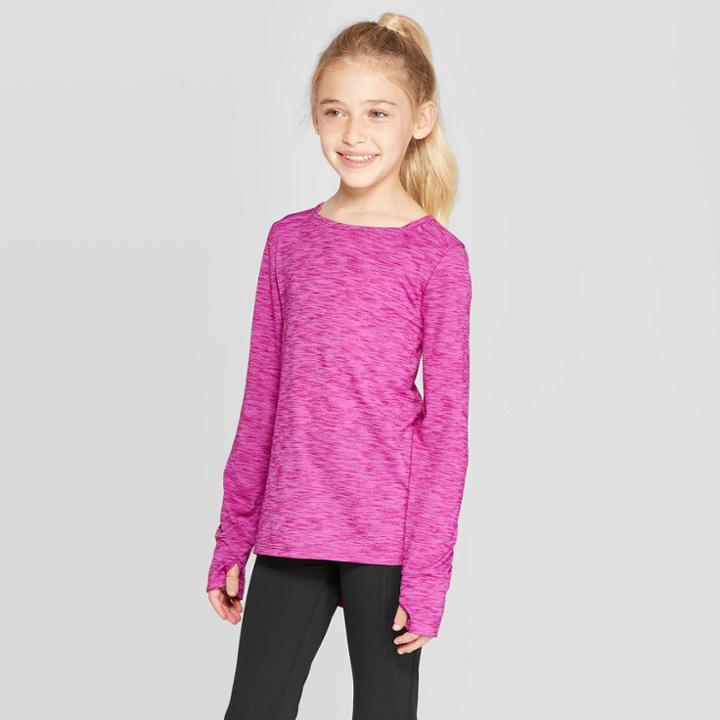 Girls' Pleated Back Long Sleeve T-shirt - C9 Champion Fuchsia Pink