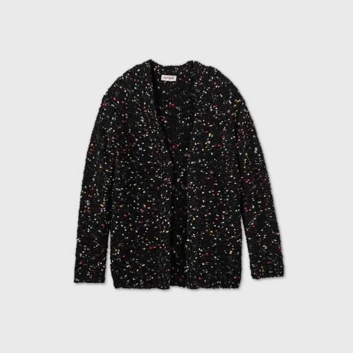 Girls' Long Sleeve Open Cardigan - Cat & Jack Black