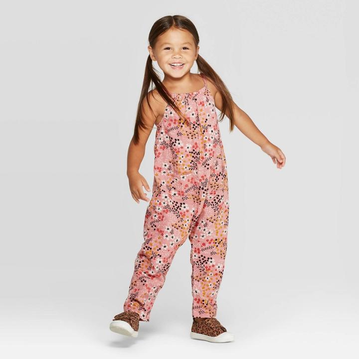 Toddler Girls' Floral Jumpsuit - Art Class Pink