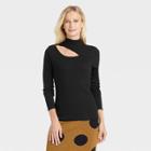 Women's Long Sleeve Shoulder Slit Top - Who What Wear Jet Black