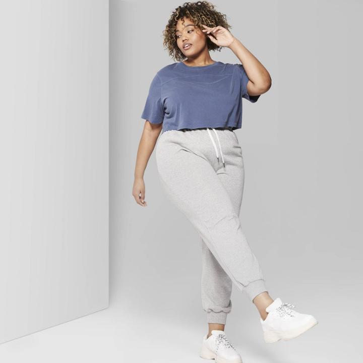 Women's Plus Size Lurex Sweatpants - Wild Fable Gray