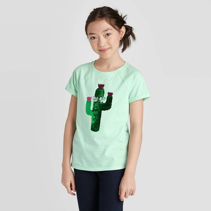 Girls' Flip Sequin T-shirt - Cat & Jack Mint Xs, Girl's, Green