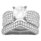 Tiara 3.52 Ct. T.w. 2 Piece Round-cut Pave Bridal Cubic Zirconia Ring In Sterling