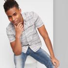 Men's Printed Short Sleeve Poplin Camp Button-down Shirt - Original Use Black/white