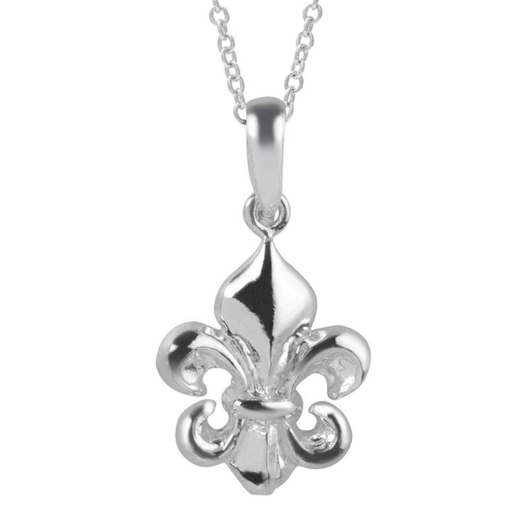 Women's Journee Collection High Polish Fleur-de-lis Pendant Necklace In Sterling Silver -