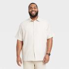 Men's Big & Tall Printed Short Sleeve Woven Novelty Button-down Shirt - Goodfellow & Co Light Off-white/stripe