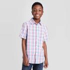 Petiteboys' Americana Short Sleeve Button-down Shirt - Cat & Jack White/blue/orange