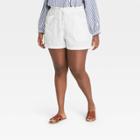 Women's Plus Size Mid-rise Tie Waist Utility Shorts - Universal Thread White
