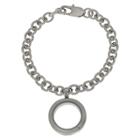 Target Women's Treasure Lockets Stainless Steel Rolo Bracelet With Round Locket -