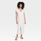 Women's Short Sleeve V-neck Knit Dress - Universal Thread White
