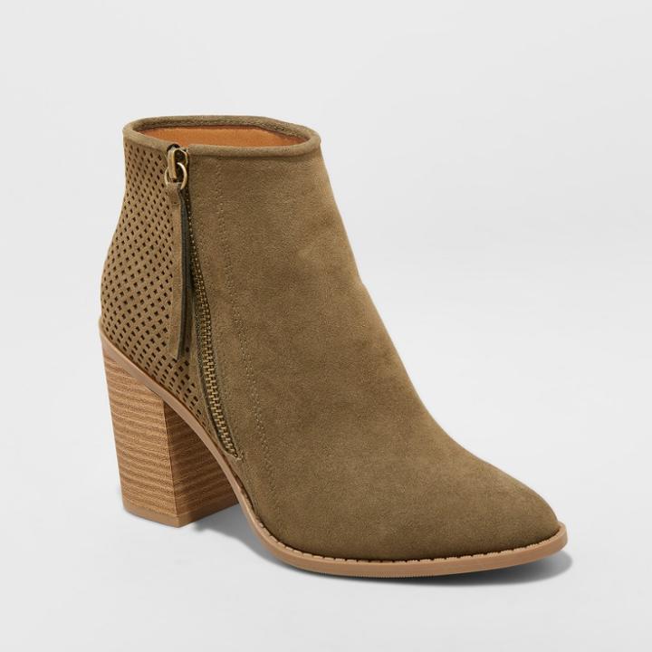 Target Women's Crissy Laser Cut Heeled Ankle Booties - Universal Thread Green