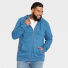 Men's Big & Tall Regular Fit Full Zip Fleece Hoodie Sweatshirt - Goodfellow & Co Blue