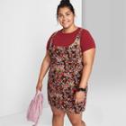 Women's Plus Size Cord Fitted Pinafore Dress - Wild Fable Pink Floral
