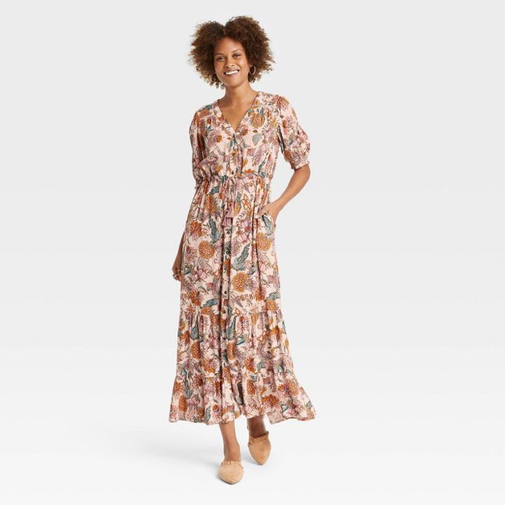 Women's Elbow Sleeve Dress - Knox Rose Blush Floral