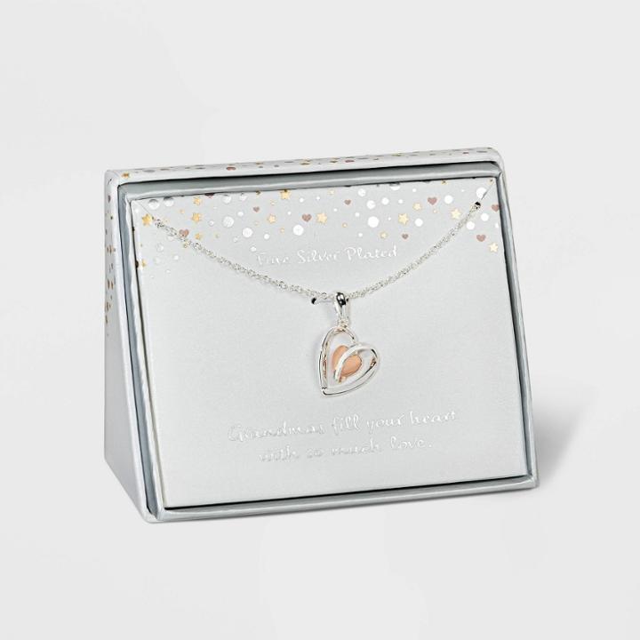 No Brand Silver Plated Two-tone Rose Heart Grandma Necklace -