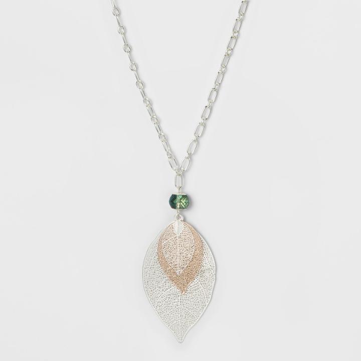 Leaves And Glitzy Long Necklace - A New Day