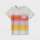Toddler Boys' Chest Striped Jersey Knit Pocket Short Sleeve T-shirt - Cat & Jack 3t, Gray/grey/purple