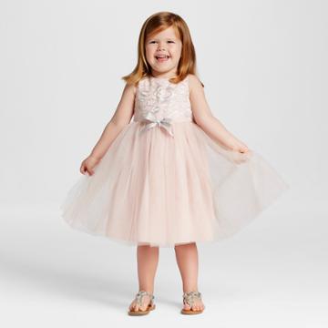 Toddler Girls' Sparkle Mesh Flower Girl Dress - Tevolio Pink/silver 2t, Girl's,