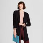 Women's Belted Open Cardigan - A New Day Black