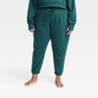 Women's Plus Size Mid-rise Cotton Fleece Joggers - All In Motion Emerald Green