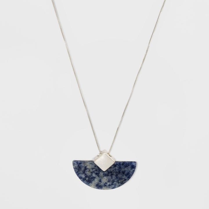 Semi Precious Half Circle Pendant Necklace - Universal Thread Sodalite, Blue