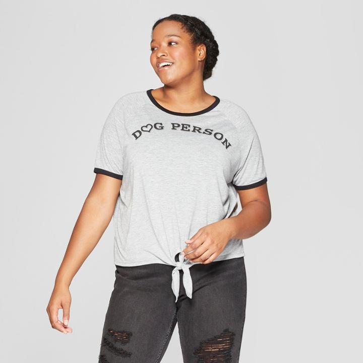 Women's Plus Size Short Sleeve Dog Person Cropped Graphic Cropped T-shirt - Fifth Sun (juniors') - Gray