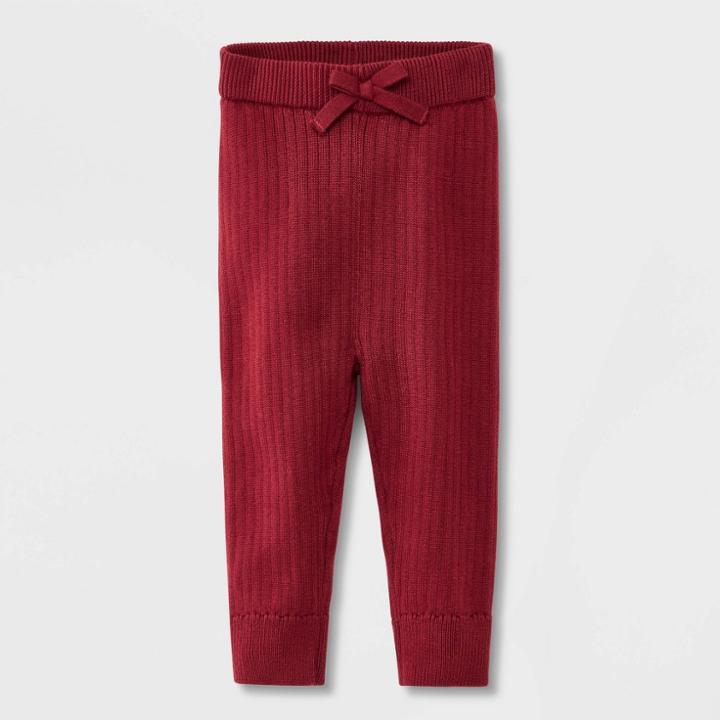 Baby Ribbed Sweater Leggings - Cat & Jack Maroon Newborn, Red