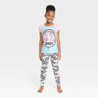 Girls' Nasa 2pc Short Sleeve Pajama Set - Pink/blue/white