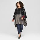 Women's Plus Size Woven Poncho Sweater - A New Day Black