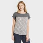 Women's Short Sleeve Woven T-shirt - Knox Rose Black/white
