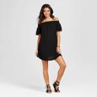 Women's Double Flounce Off The Shoulder Shift Dress - Xhilaration (juniors') Black