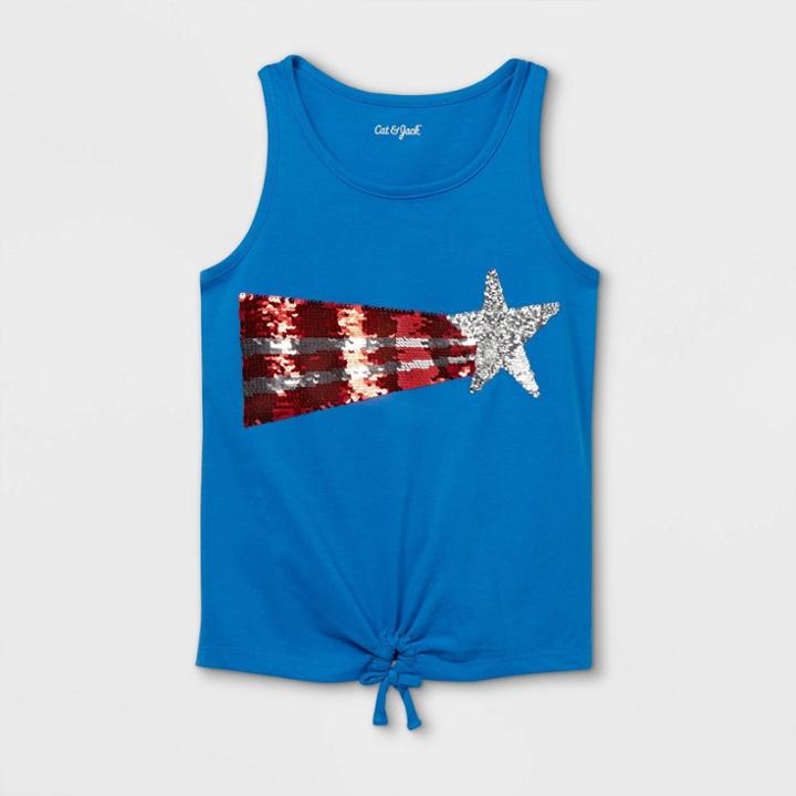 Girls' Star Flip Sequin Tank Top - Cat & Jack Blue