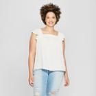 Women's Plus Size Floral Print Square Neck Ruffle Tank - Universal Thread White X